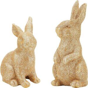Gold Bunny Decor Resin Sculptures Set of 2 / BRAND NEW